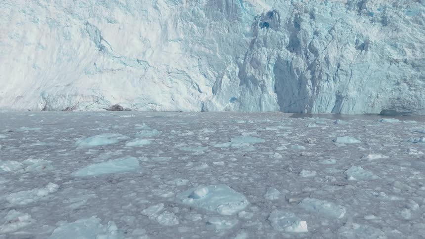 Melting glacier and ice on the water along the arctic coast
