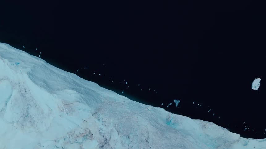 Aerial view of a melting arctic glacier