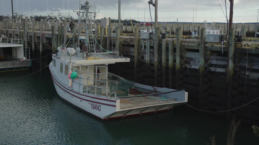 The boat is docked by the pier