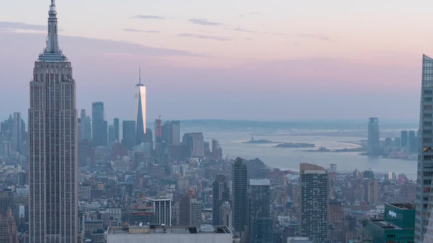 Metropolitan city skyline at dusk