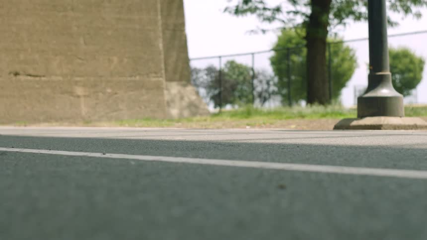 A person speeds by on their bike