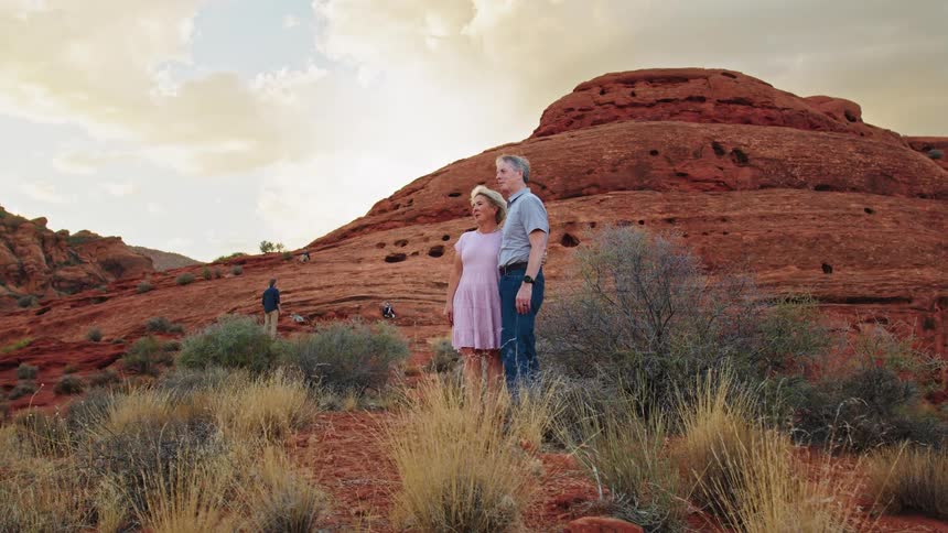 Hikers stop by the canyon to take in the view