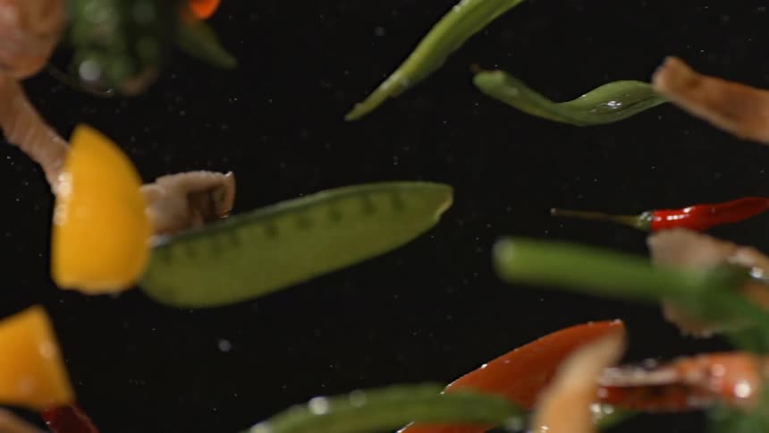 Colorful veggies flying through the air