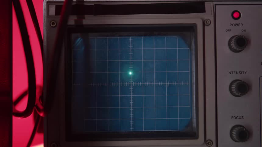 The dot travels across the oscilloscope screen