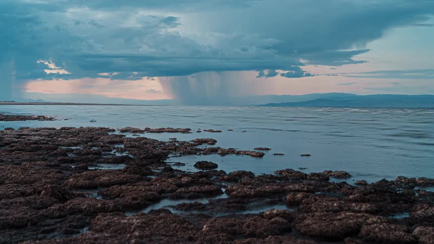 A time lapse of a coastline