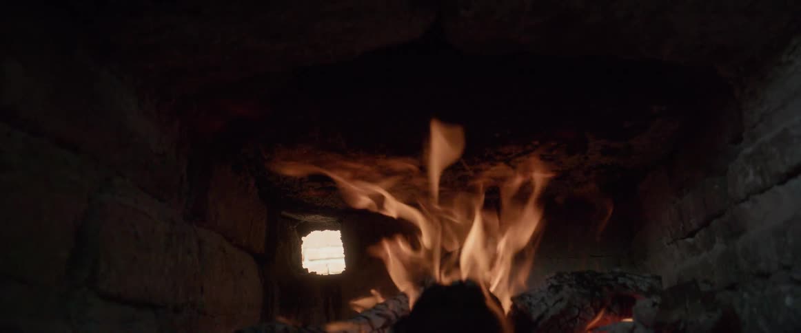 Fire is burning in the chimney