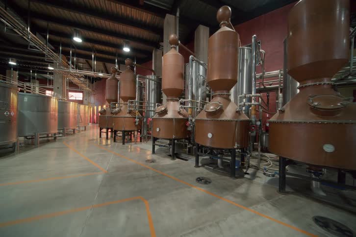 The warehouse contains a brewery