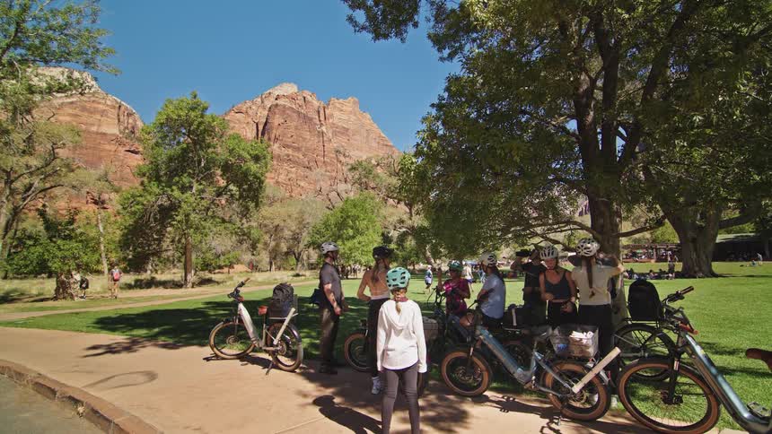 A group of cyclist hanging around