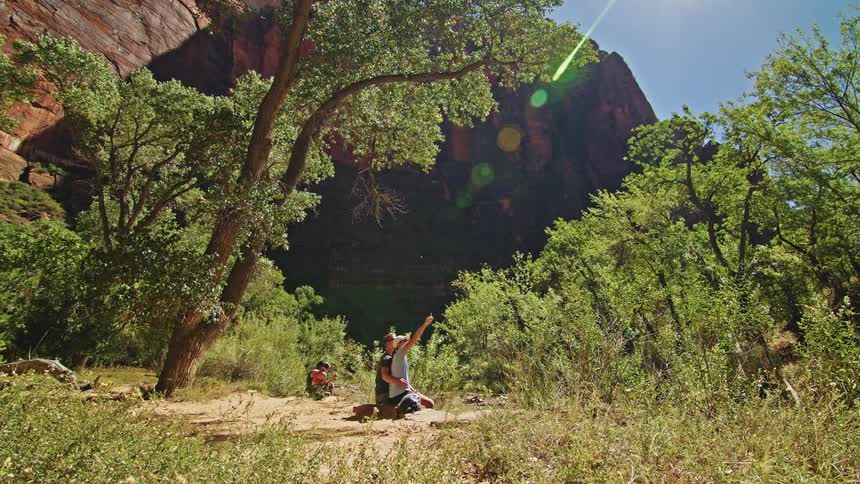 A couple people enjoying nature