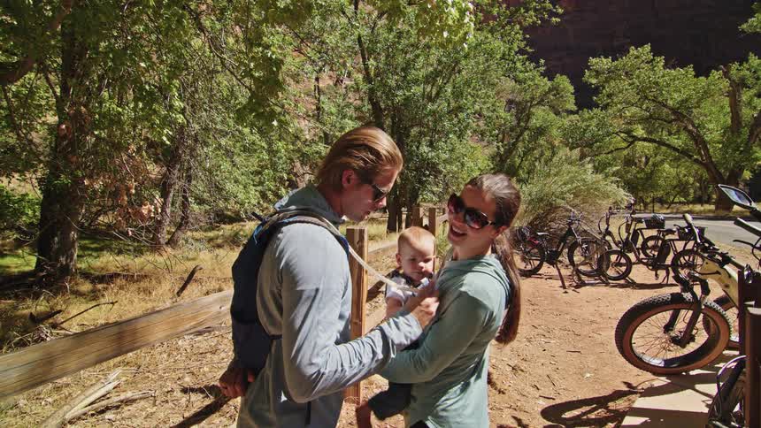 A family enjoys a park