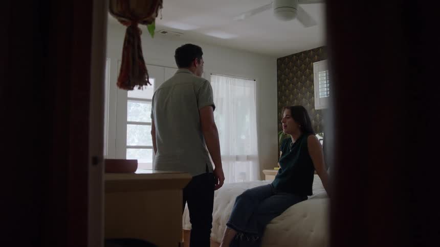 The couple are arguing in the bedroom