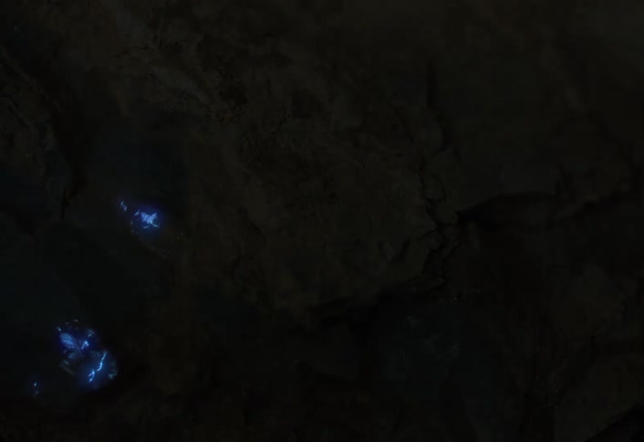 Supernatural glow on the walls of a cave