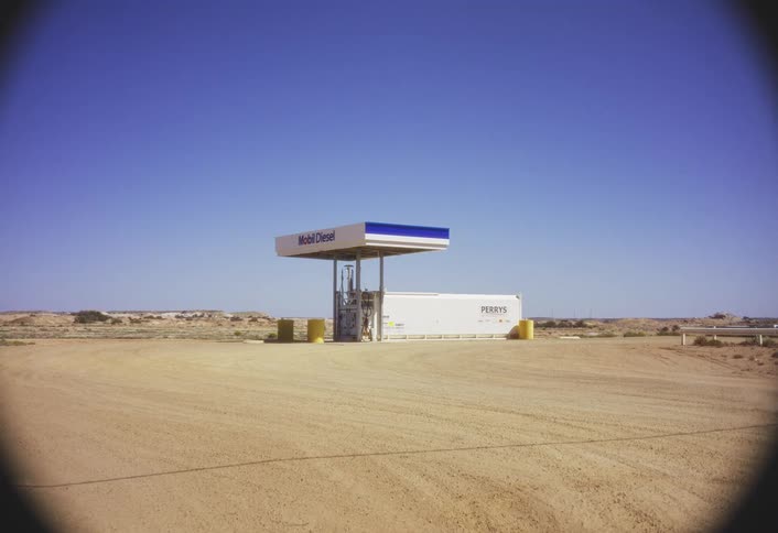 Diesel fuel station on open rural land