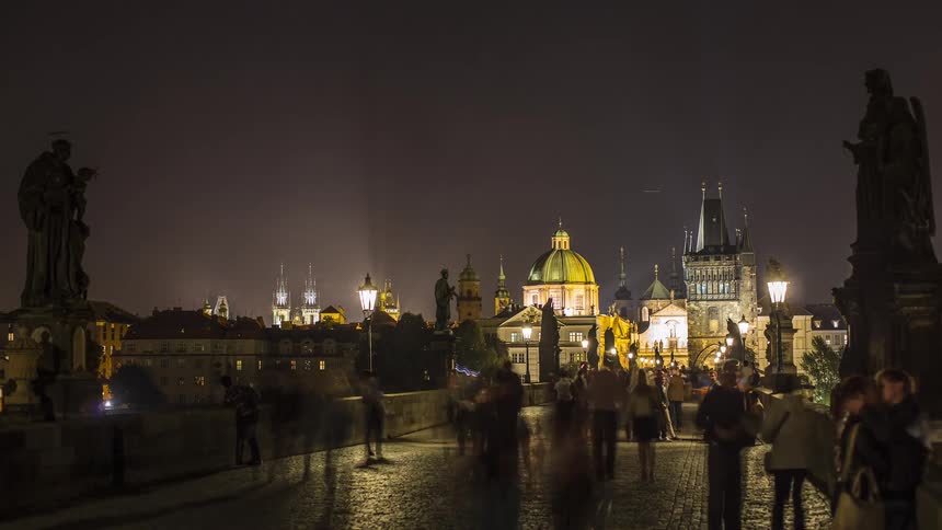 A time lapse of people walking outdoors