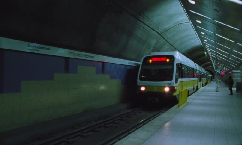 The train leaves the subway platform