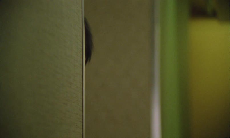 Man peeking discreetly from behind a slightly open door