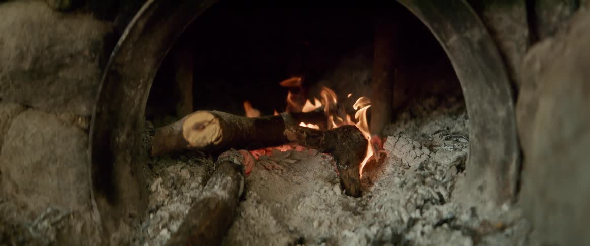 Fire burning over wood on a fireplace