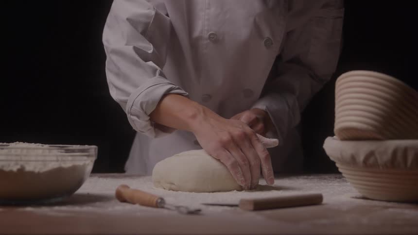 The chef is forming the dough