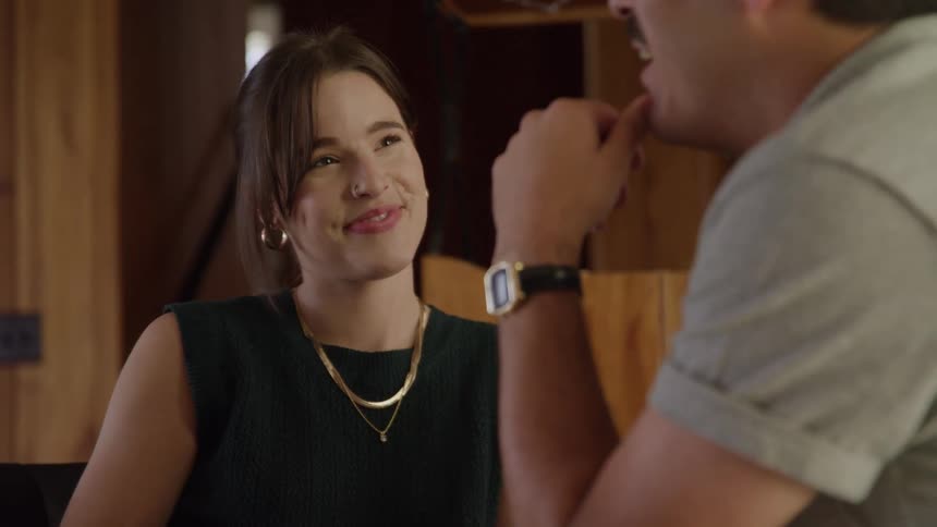 A man and woman talking together on a date