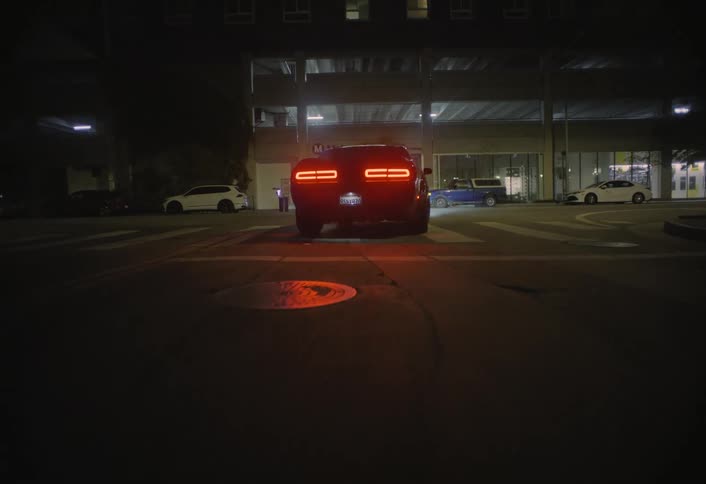 The car stops and turns on the road