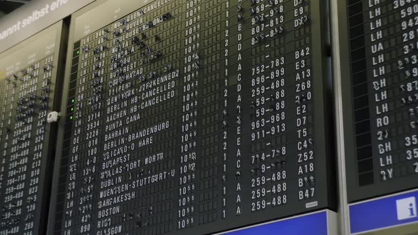 The airport flip board changes information