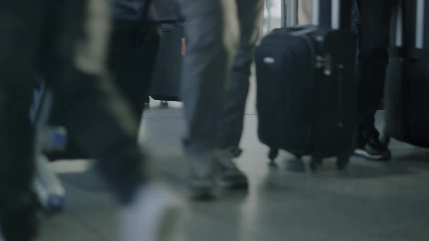 A group of people in an airport