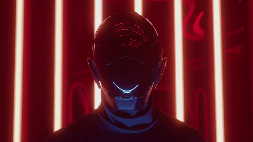 Being wearing a robotic helmet turns its head