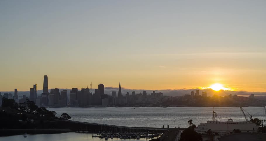 Aerial of a metropolitan city landscape at sunset