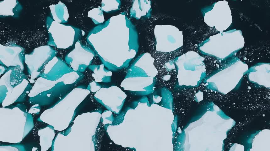 Icebergs float in the ocean in the arctic