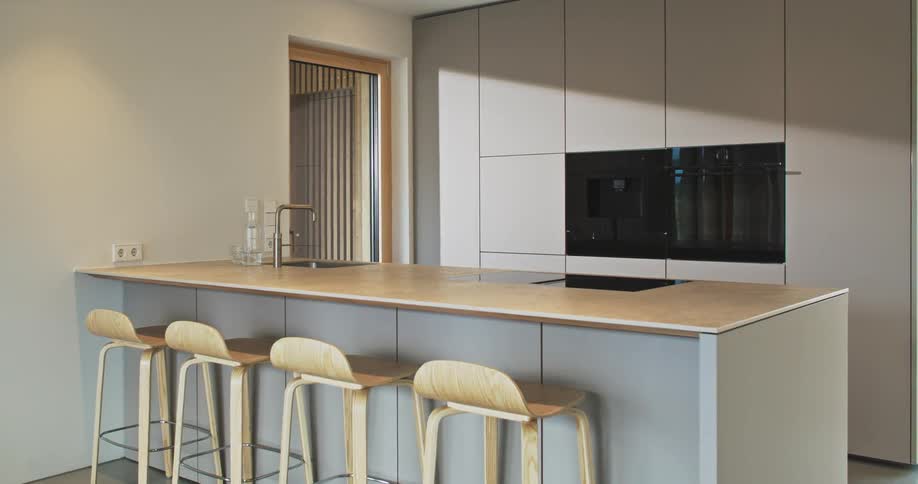 A view of a kitchen in a house