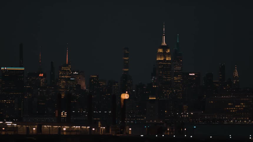 A view of some large buildings in a city