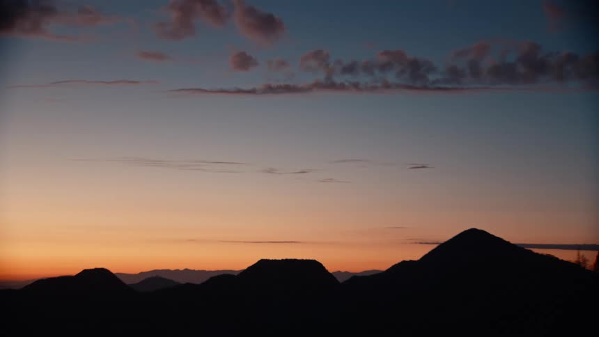 A sunset over mountains