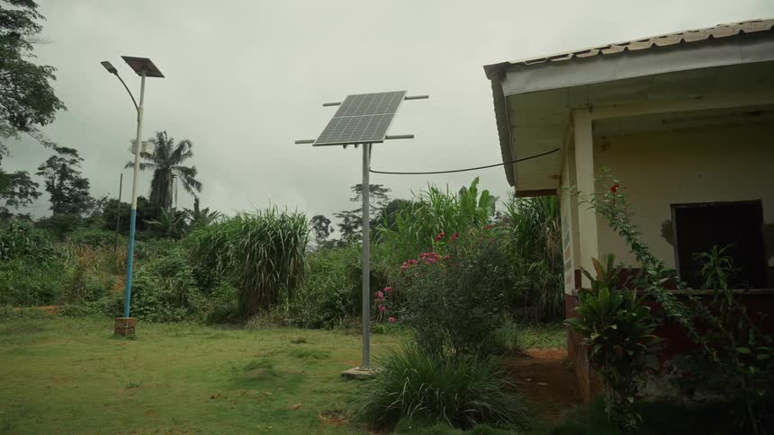 Solar panels are being used to produce power for a house