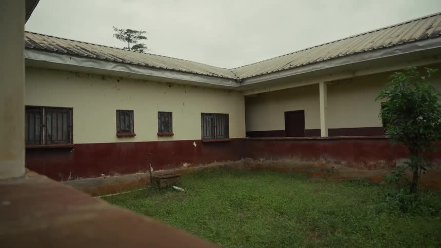 Wall around the porch of a building with protective windows