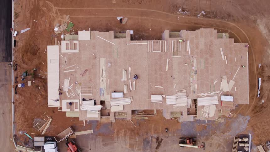 An aerial view of a construction site