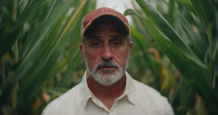A portrait of a man standing in a field