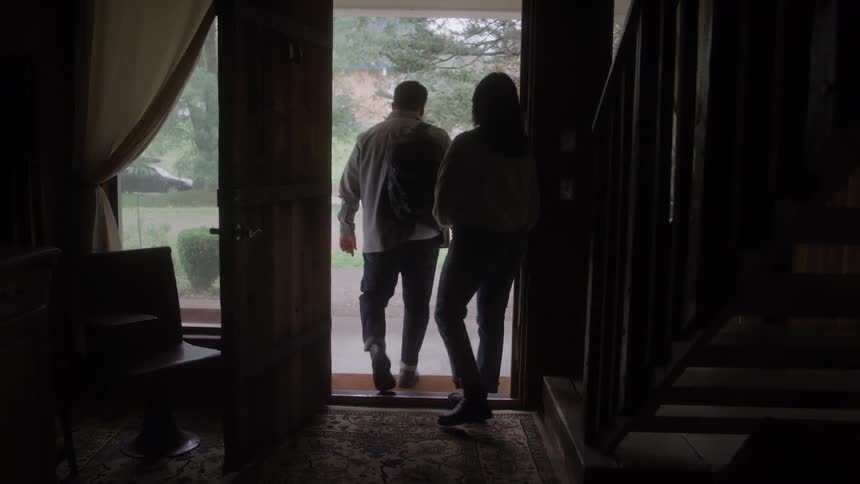 A man leaving the house for the day