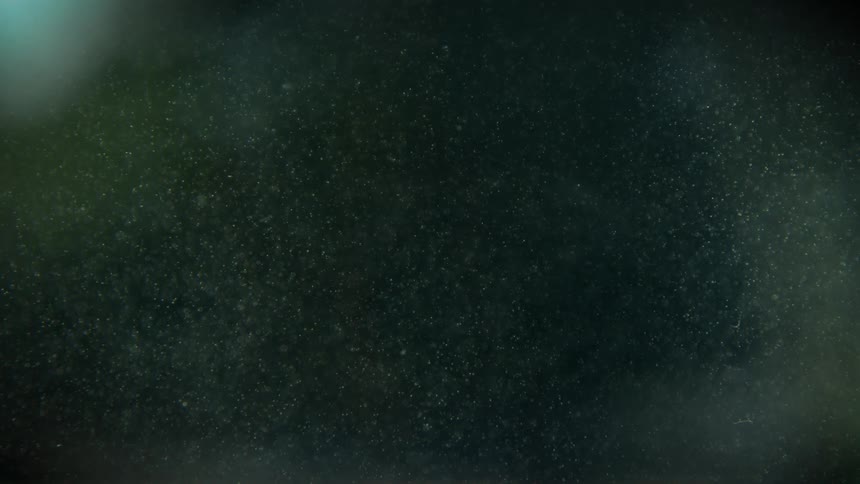 Suspended particles disperse across a dark background