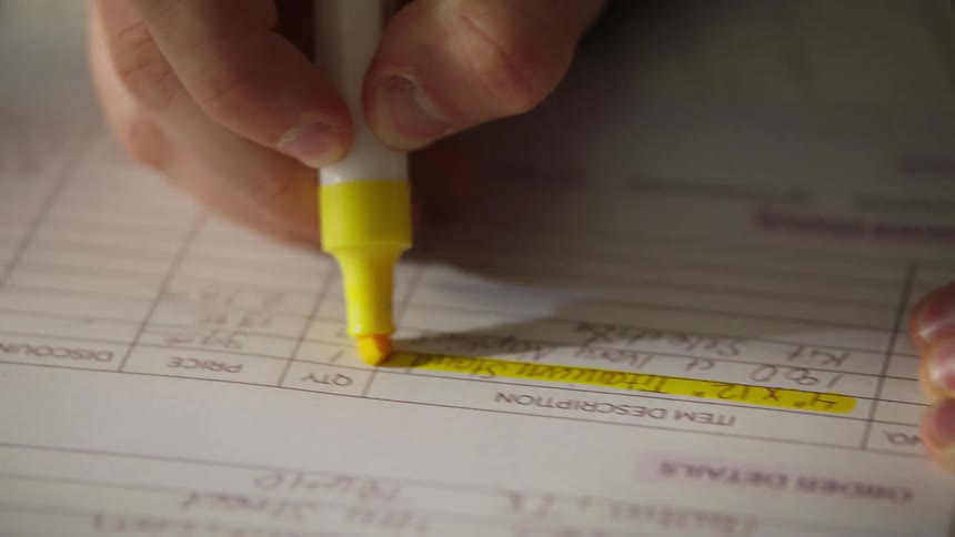 The highlights a line on a form in yellow