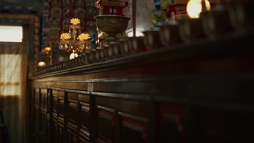 The altar in the temple is made of wood