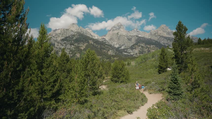 People are hiking on the long nature trail