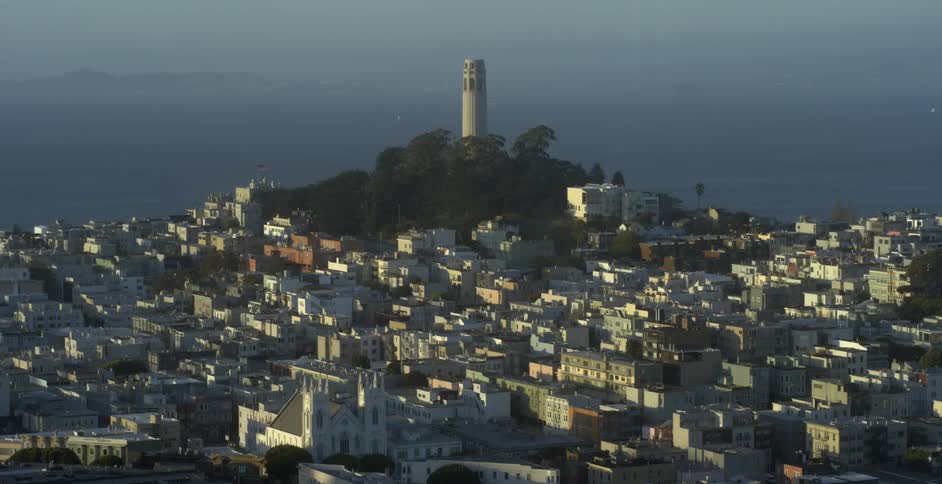 View of a large city on a hazy day