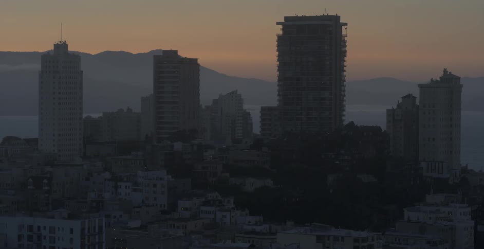 View of a city at sunset