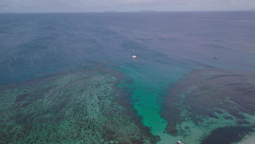 An aerial view of the ocean