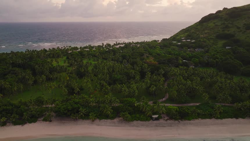 Trails run through the trees on the tropical island