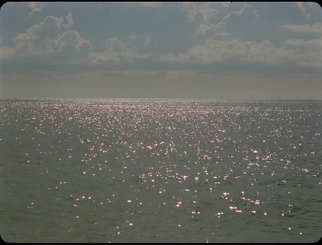 Sunlight sparkles on the water as it ripples and waves
