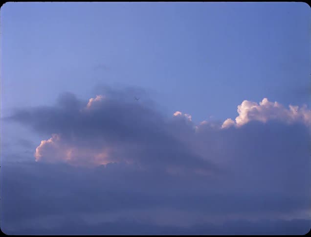 Jet airplane flies across the sky and behind a cloud