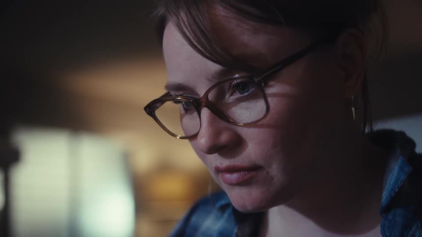 A woman working in an office