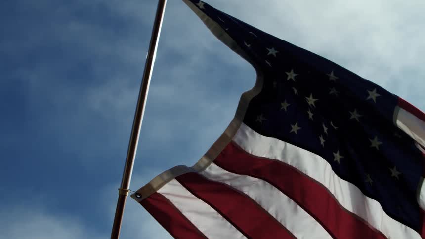 The flag is waved in the sky