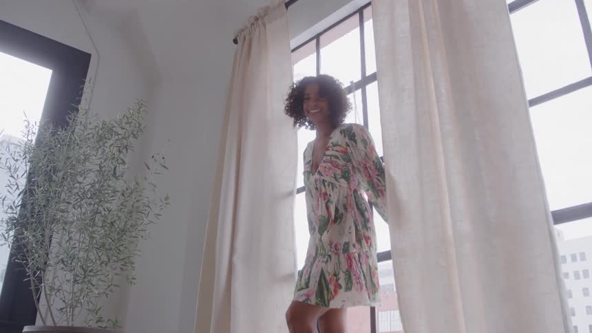 A portrait of a woman in a room